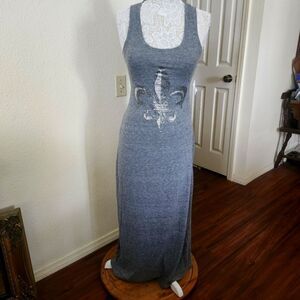 Opium Society Fleur De Lis Rhinestone Embellished Maxi Bodycon Dress  New Size S